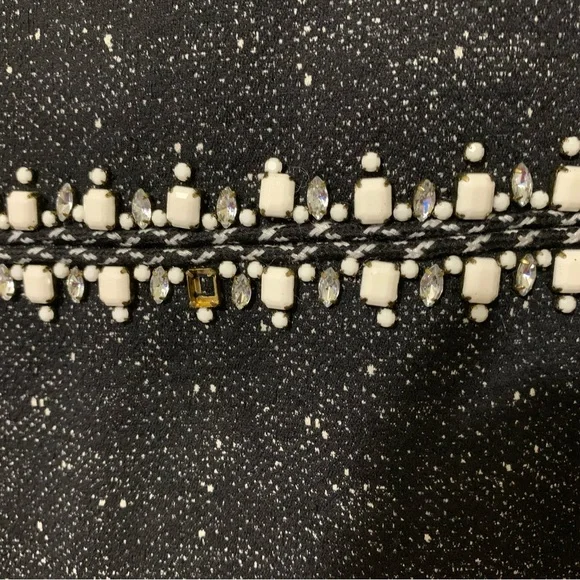 Kempner Size 8 Statement Blazer Jacket Embellished Black White Silk Lined - Picture 8 of 9